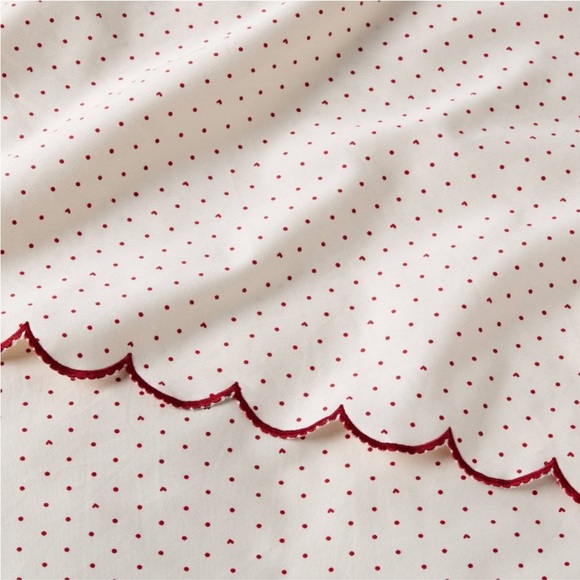 Threshold 400 thread count sheet set ivory printed heart scallop hem queen sz - Picture 3 of 4